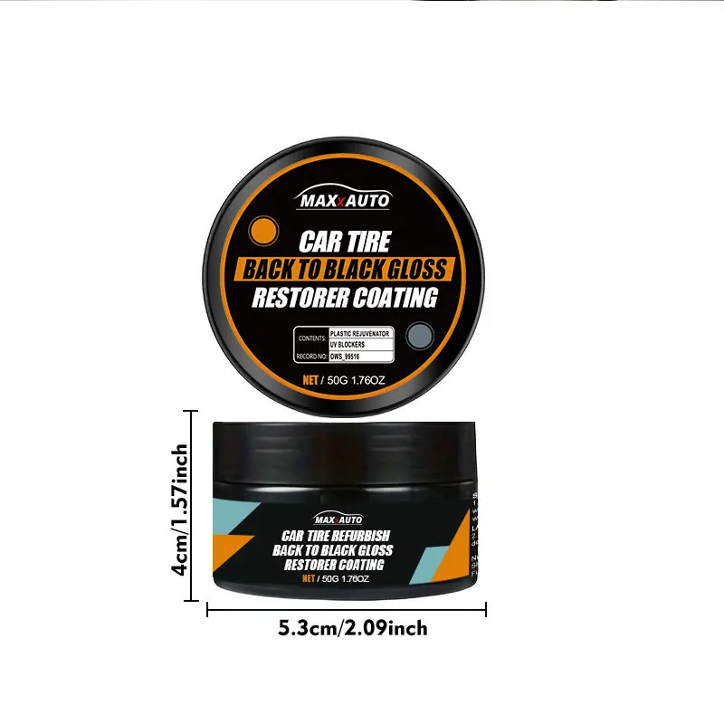 Car Tire Clear Restorer Polish Wax Back to Black Gloss Long-Lasting Coating Plastic Renovator Cleaning Tire Gloss Enhancer Kit