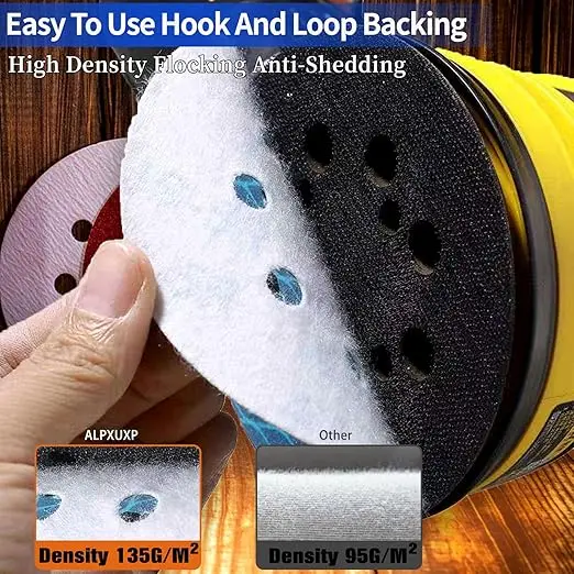 10 Pieces of 5-Inch 8-Hole Diamond-Shaped Sanding Discs with Adhesive Backing, Available in Grits 40/60/80/100/120/150/180/240/320, Suitable for Orbital and Random Orbital Sanders, Woodworking, Metalworking, Anti-Clogging Dust-Proof Sandpaper Discs