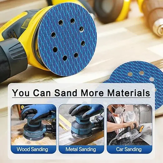 10 Pieces of 5-Inch 8-Hole Diamond-Shaped Sanding Discs with Adhesive Backing, Available in Grits 40/60/80/100/120/150/180/240/320, Suitable for Orbital and Random Orbital Sanders, Woodworking, Metalworking, Anti-Clogging Dust-Proof Sandpaper Discs