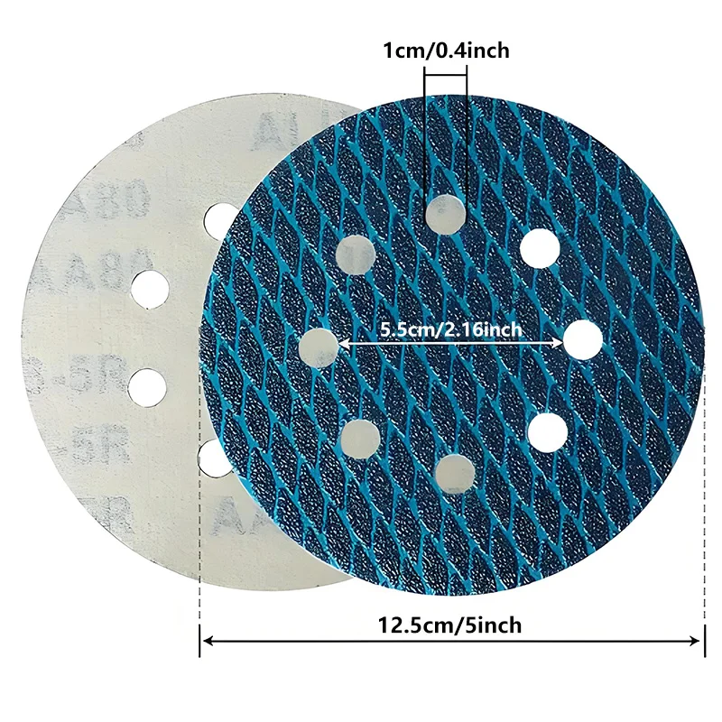 10 Pieces of 5-Inch 8-Hole Diamond-Shaped Sanding Discs with Adhesive Backing, Available in Grits 40/60/80/100/120/150/180/240/320, Suitable for Orbital and Random Orbital Sanders, Woodworking, Metalworking, Anti-Clogging Dust-Proof Sandpaper Discs