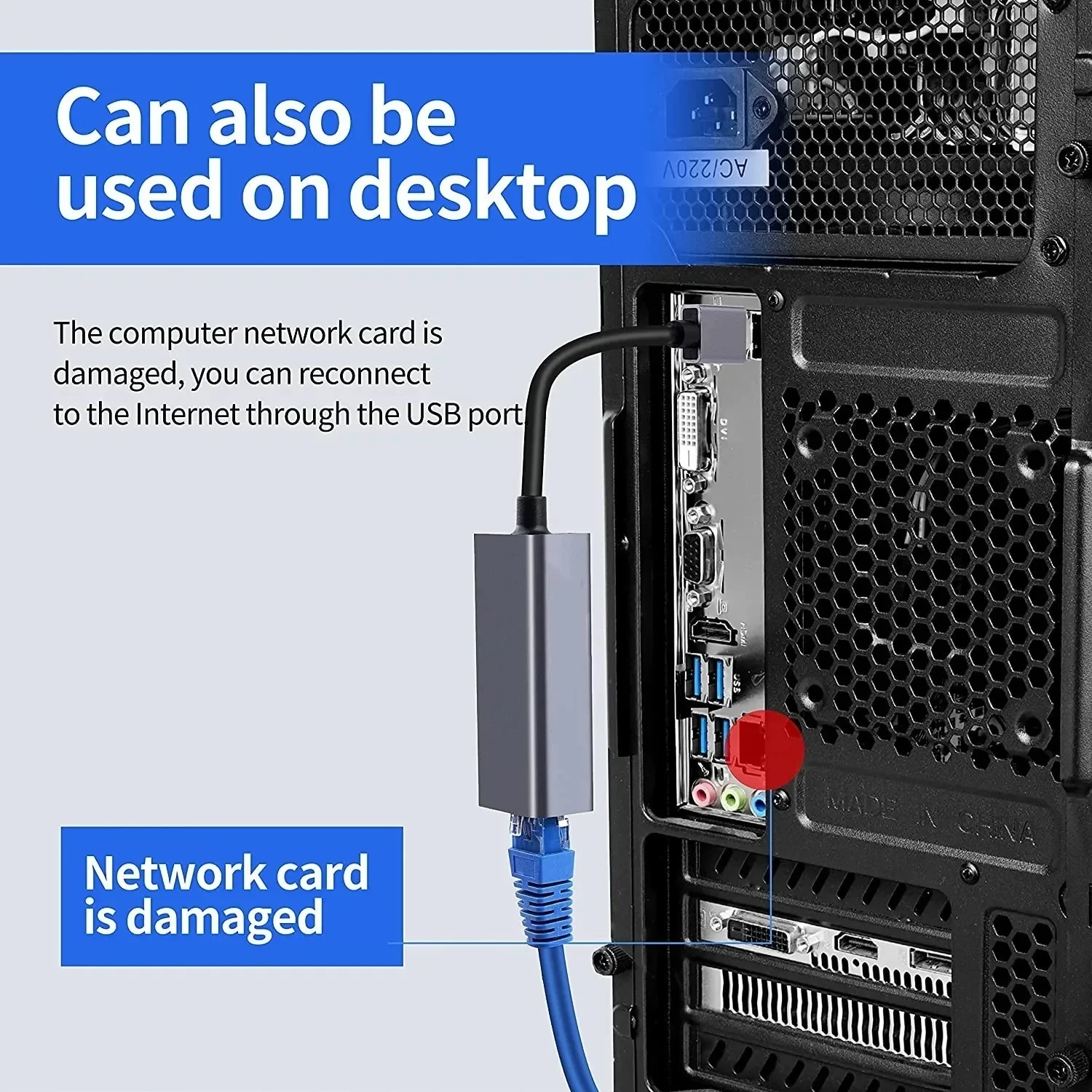 Kebidumei 1000Mbps USB Ethernet Adapter USB 3.0 Network Card to USB RJ45 Lan for PC MacBook Win 10/11 Xiaomi Ethernet USB Cable