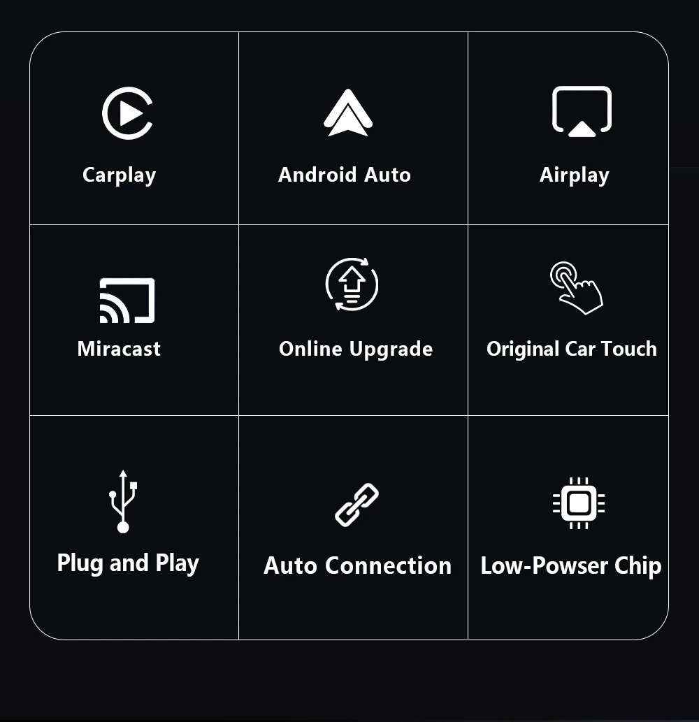 2026 Upgrade 4-in-1 Wired to Wireless CarPlay Android Auto Adapter with Screen Mirroring ios CarPlay/Android Auto/Mirroring