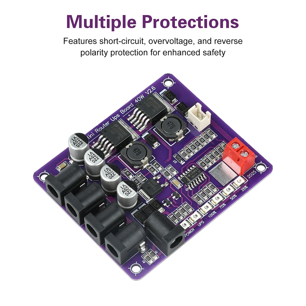 40W Mini Router UPS Board 5V 9V 12V 4-Channel Output Battery Charging Board For Router Uninterruptible Power Supply