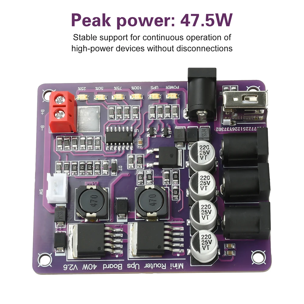 40W Mini Router UPS Board 5V 9V 12V 4-Channel Output Battery Charging Board For Router Uninterruptible Power Supply