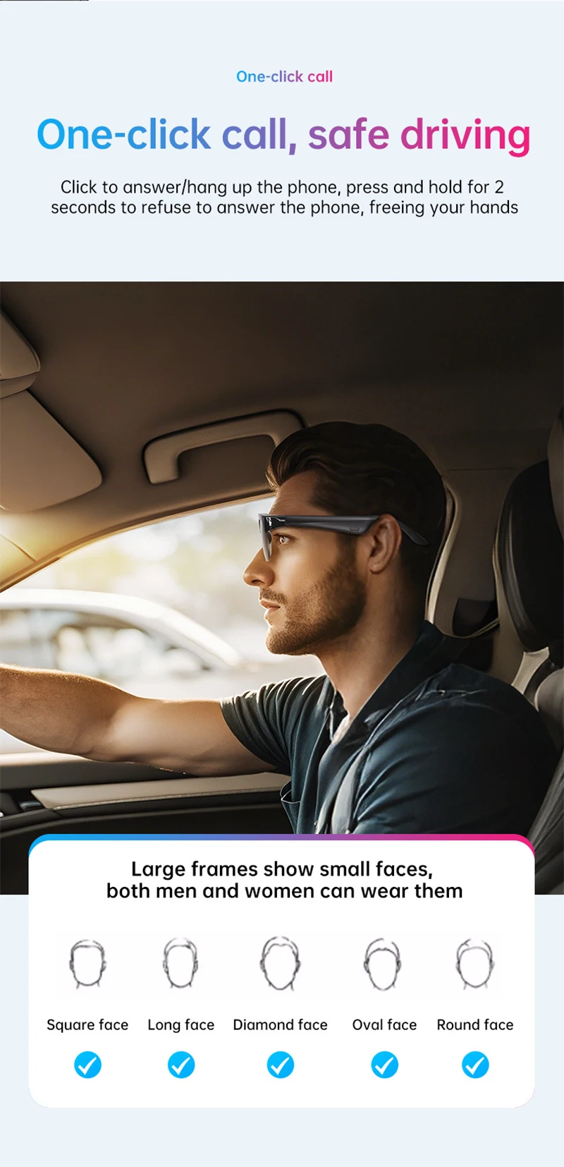 VIVO 2026 New Smart Glasses AI Translation Bluetooth Conversation Recording Listening To Music Smart Sunglasses for Men Women