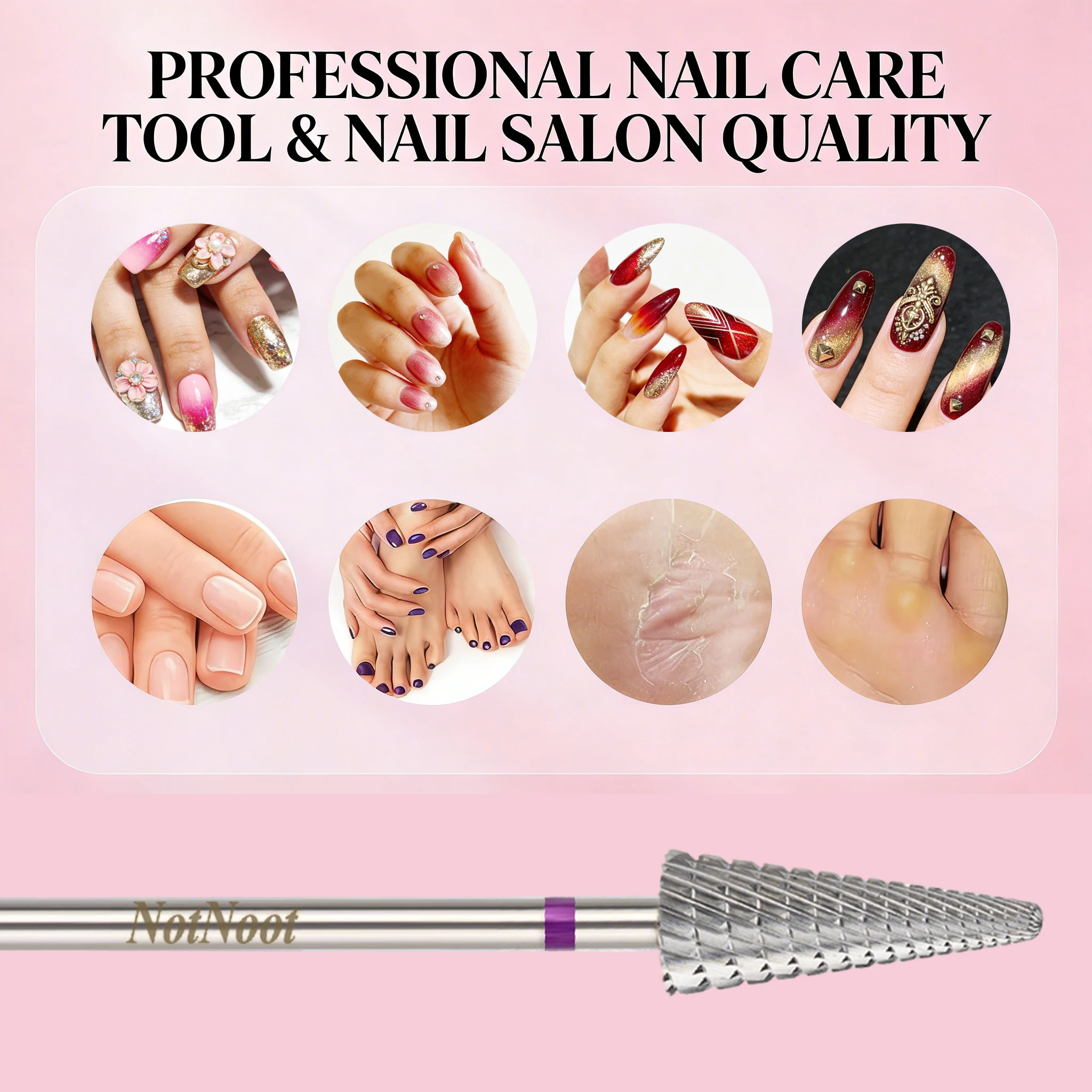 NotNoot Nail Drill Bits, 3/32'' Multi-function, Suitable for Manicure Pedicure Cuticle Gel Polishing, Right hand use only