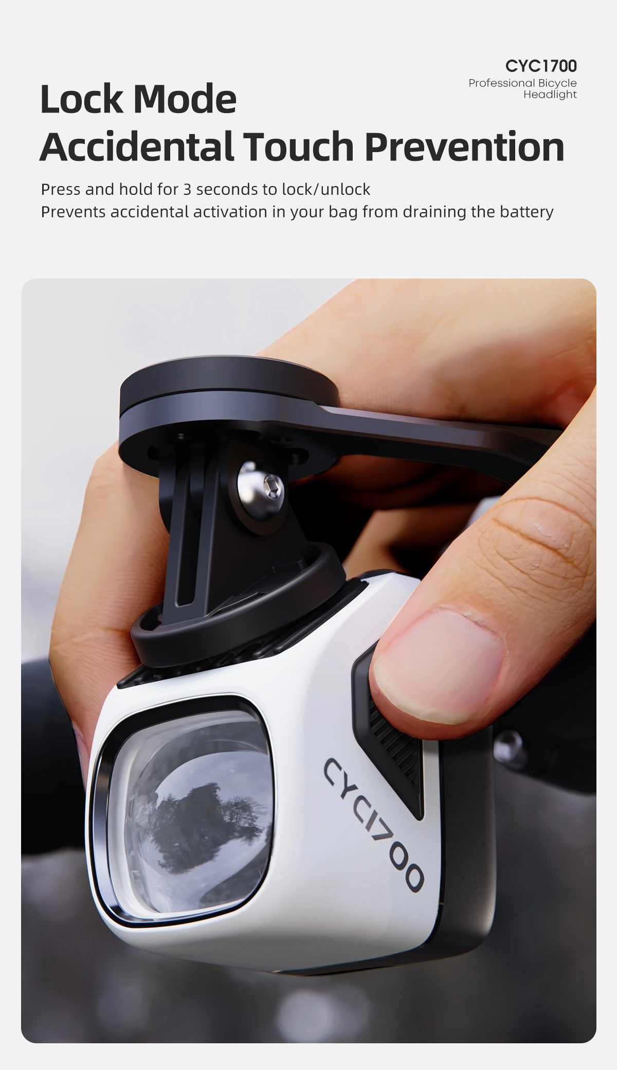 CYCLAMI CYC1700 Wireless Remote Hanging Bike Headlight High Brightness Cutoff Line Front Light 4000mAh 1700 Lumen Aluminum Alloy