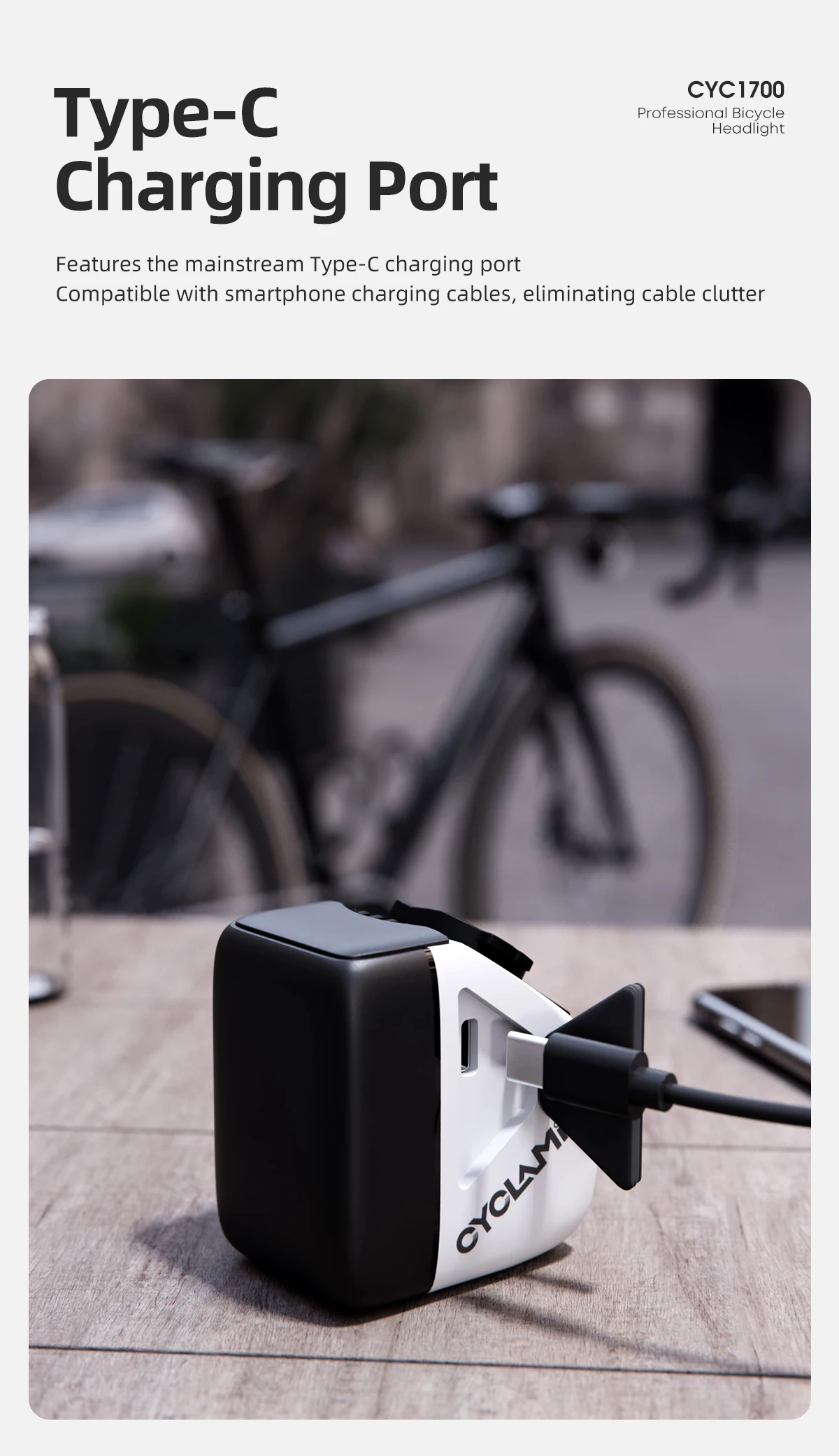 CYCLAMI CYC1700 Wireless Remote Hanging Bike Headlight High Brightness Cutoff Line Front Light 4000mAh 1700 Lumen Aluminum Alloy