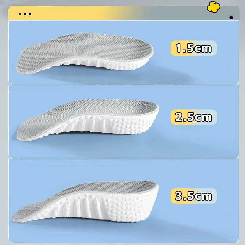 Height Increase Insoles Men Women Shoes Flat Feet Arch Support Orthopedic Insoles Sneakers Heel Lift Memory Foam Soft Shoe Pads