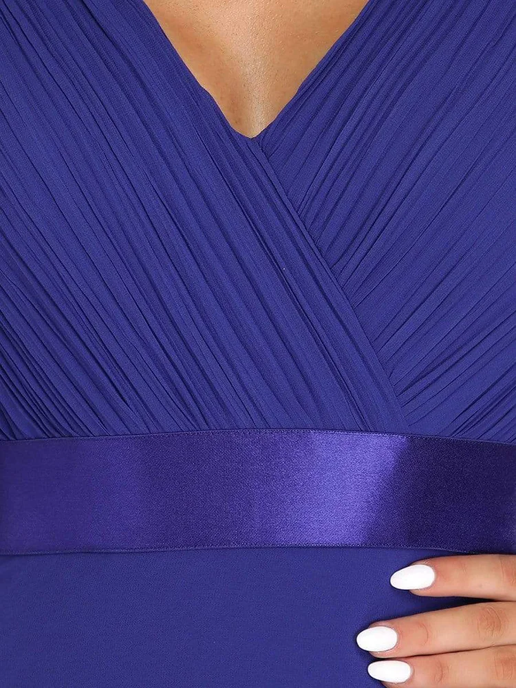 2024 New Women Plus Size Evening Dresses Long Elegant A Line V Neck Ruffles Chiffon Formal Wedding Party Dress Robe De Soiree