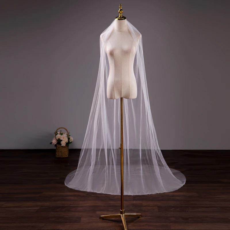 Two Layers Wedding Veil Bride Veil White 3 Meter 5 Meter Long Veu De Novia Brief Veil for Bride with Comb Church Veils