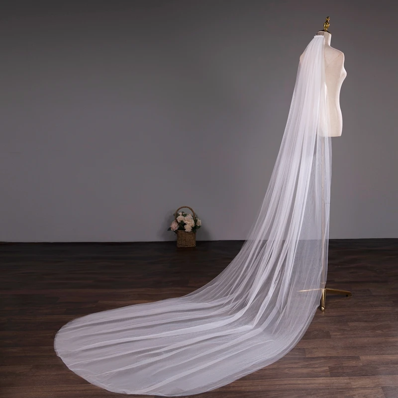 Two Layers Wedding Veil Bride Veil White 3 Meter 5 Meter Long Veu De Novia Brief Veil for Bride with Comb Church Veils