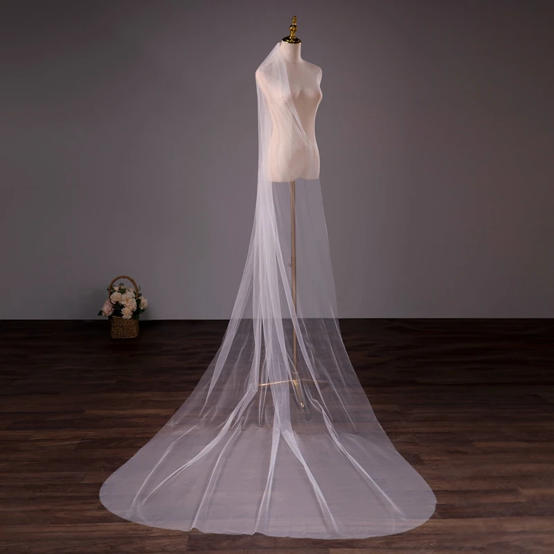 Two Layers Wedding Veil Bride Veil White 3 Meter 5 Meter Long Veu De Novia Brief Veil for Bride with Comb Church Veils