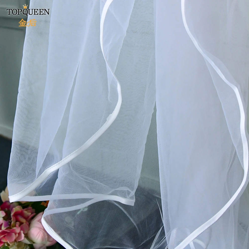 TOPQUEEN V21 Wedding Veil Bride to Be Pencil Edge Bridal Veils 3 M White Ivory Wedding Veil Photo Accessory Cathedral Veil