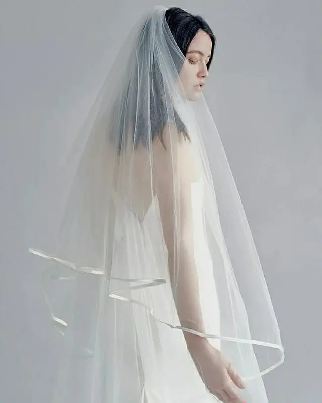 TOPQUEEN V21 Wedding Veil Bride to Be Pencil Edge Bridal Veils 3 M White Ivory Wedding Veil Photo Accessory Cathedral Veil