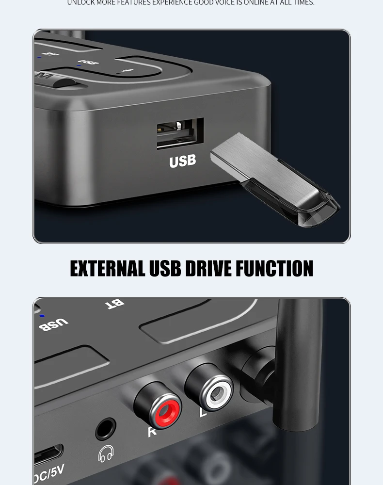 VAORLO Bluetooth 6.0 Audio Receiver 3.5mm AUX RCA With Mic HIFI Stereo Wireless Adapter Support USB U-Disk For Car Speaker Amp