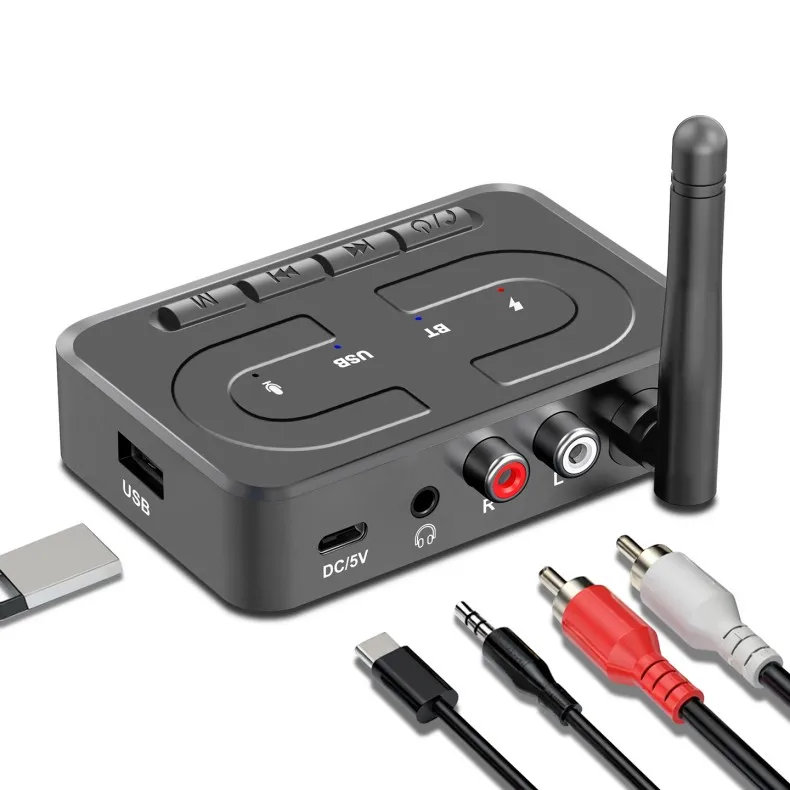 VAORLO Bluetooth 6.0 Audio Receiver 3.5mm AUX RCA With Mic HIFI Stereo Wireless Adapter Support USB U-Disk For Car Speaker Amp