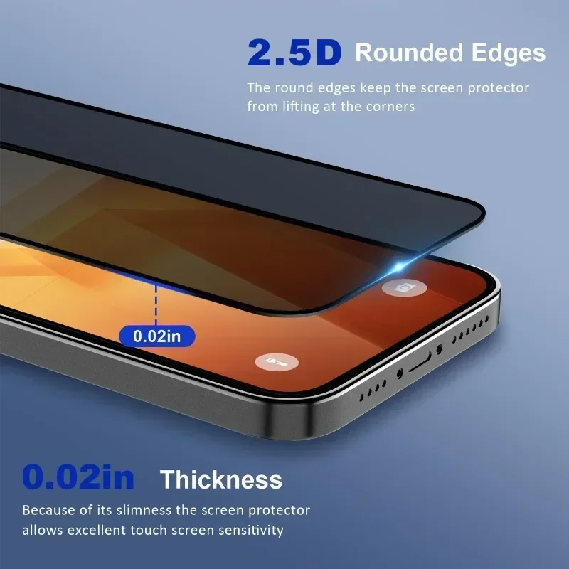 1-5Pcs Full Cover Privacy Screen Protector For iPhone 16 15 13 11 14Pro Max Anti Spy Tempered Glass For iPhone X XS Max XR