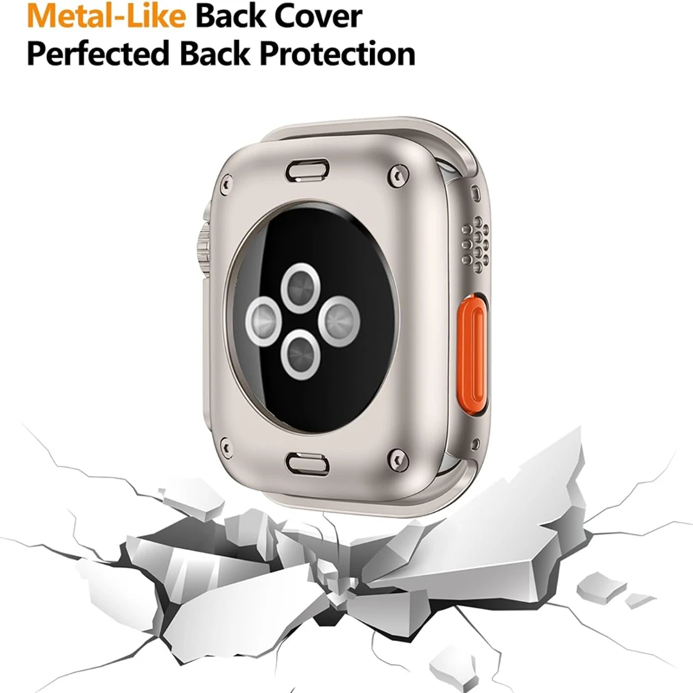 Screen Protector for Apple Watch 46mm 45mm 44mm 40 41 42mm Hard PC Front Rear Bumper Case iwatch 10 9 8 7 SE 6 5 Change To Ultra