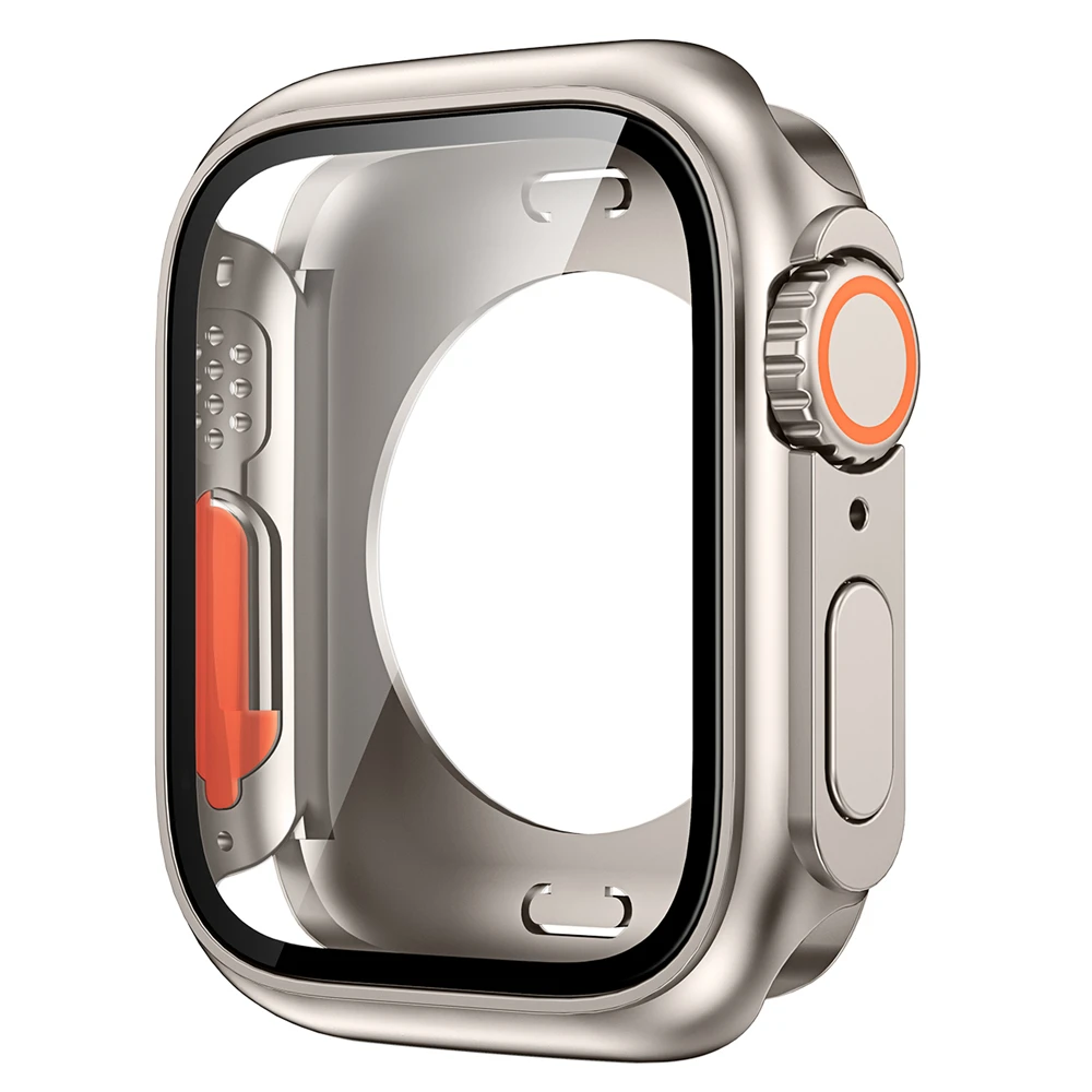Screen Protector for Apple Watch 46mm 45mm 44mm 40 41 42mm Hard PC Front Rear Bumper Case iwatch 10 9 8 7 SE 6 5 Change To Ultra