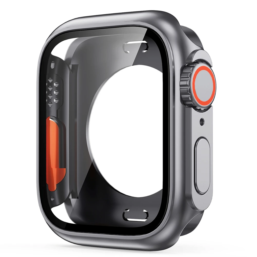 Screen Protector for Apple Watch 46mm 45mm 44mm 40 41 42mm Hard PC Front Rear Bumper Case iwatch 10 9 8 7 SE 6 5 Change To Ultra