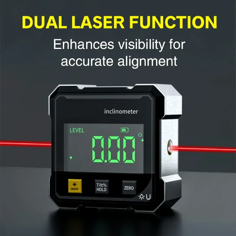 NEW 2-Side Magnetic Digital Angle Gauge With Laser Electronic Protractor Horizontometer Inclinometer Angle Ruler Slope Measuring
