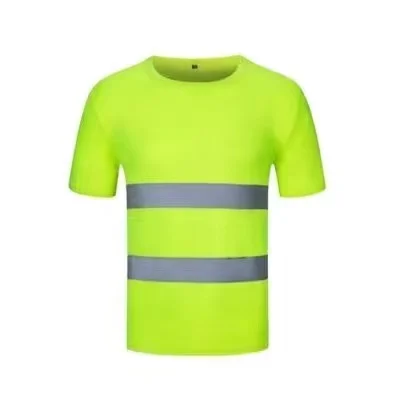 2023Outdoor Shirt Fluorescent High Visibility Safety Work Shirt Summer Breathable Work T Shirt Reflective Vest t-shirt Quick Dry
