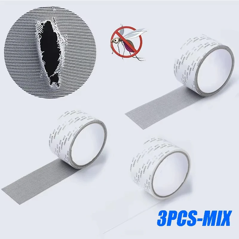Strong Waterproof Self-Adhesive Window Screen Repair Mesh Tape for Covering Holes Tears Anti-Insect Mosquito Net Door Fix Patch