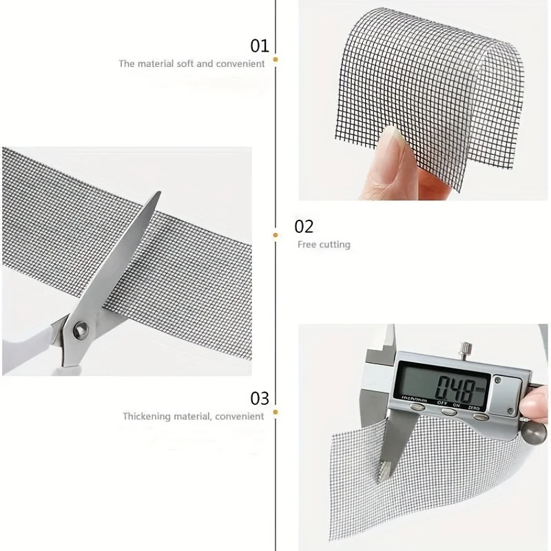 Strong Waterproof Self-Adhesive Window Screen Repair Mesh Tape for Covering Holes Tears Anti-Insect Mosquito Net Door Fix Patch