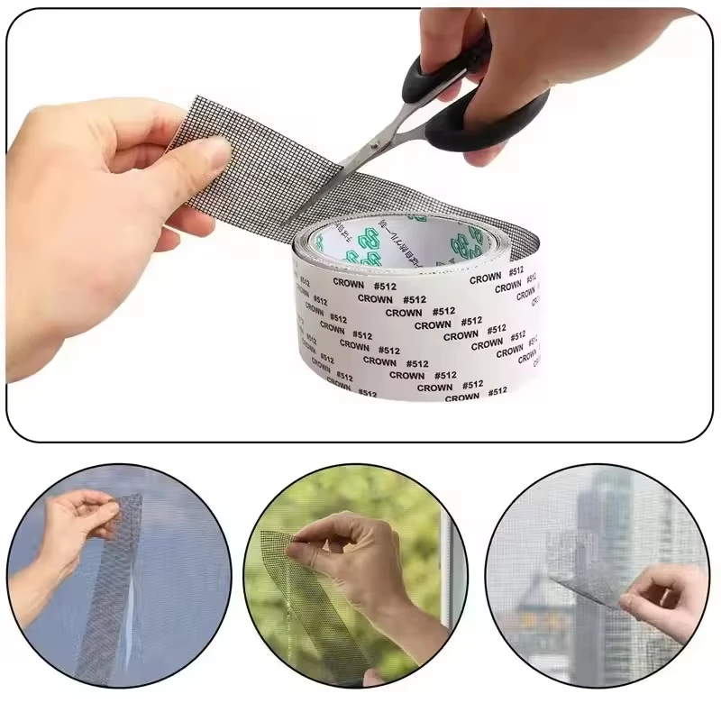 Strong Waterproof Self-Adhesive Window Screen Repair Mesh Tape for Covering Holes Tears Anti-Insect Mosquito Net Door Fix Patch