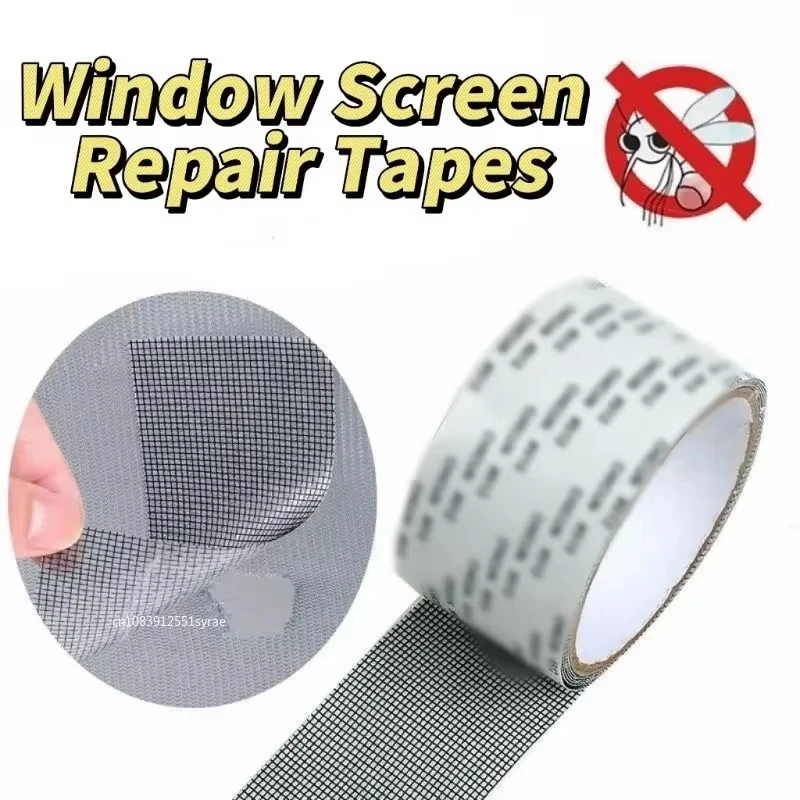 Strong Waterproof Self-Adhesive Window Screen Repair Mesh Tape for Covering Holes Tears Anti-Insect Mosquito Net Door Fix Patch