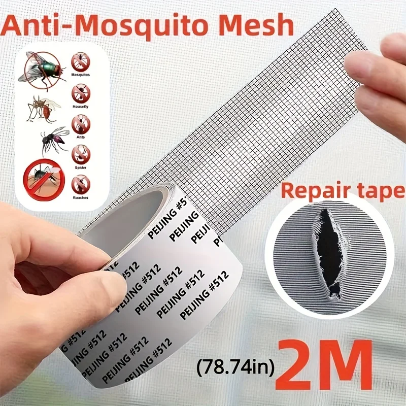 Strong Waterproof Self-Adhesive Window Screen Repair Mesh Tape for Covering Holes Tears Anti-Insect Mosquito Net Door Fix Patch