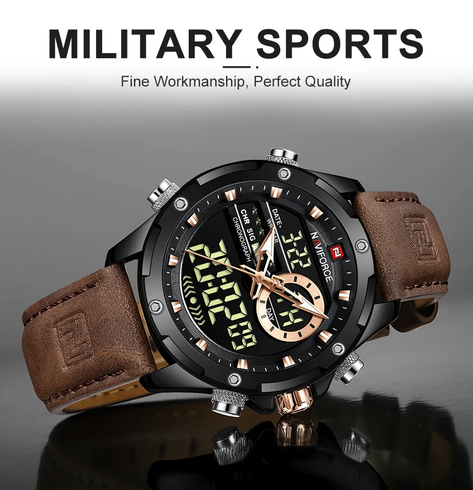 NAVIFORCE Digital Men Military Watch Waterproof Wristwatch LED Quartz Clock Sport Watch Male Big Watches Men Relogios Masculino