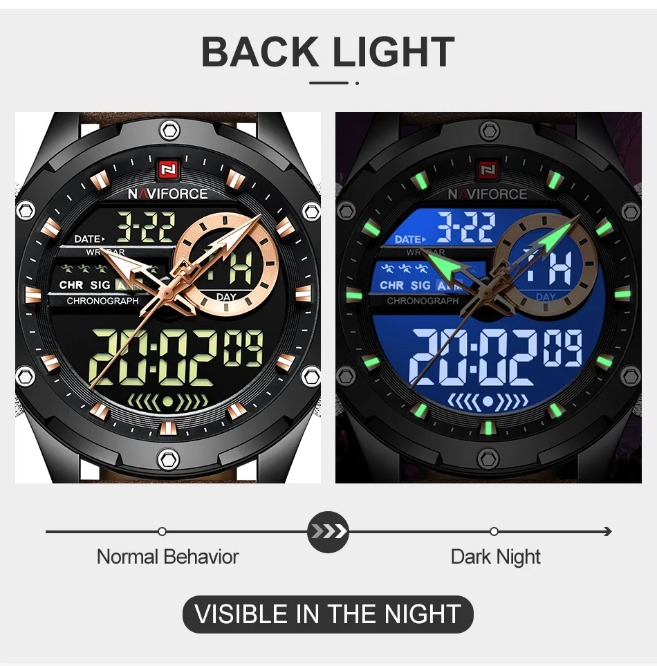 NAVIFORCE Digital Men Military Watch Waterproof Wristwatch LED Quartz Clock Sport Watch Male Big Watches Men Relogios Masculino