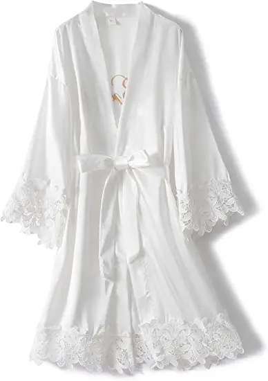 Bridesmaid Robes Rose Gold Bride Robe Wedding Bridesmaid Gift Satin Lace Robe Bridal Dressing Gown Bachelorette Party Pajamas
