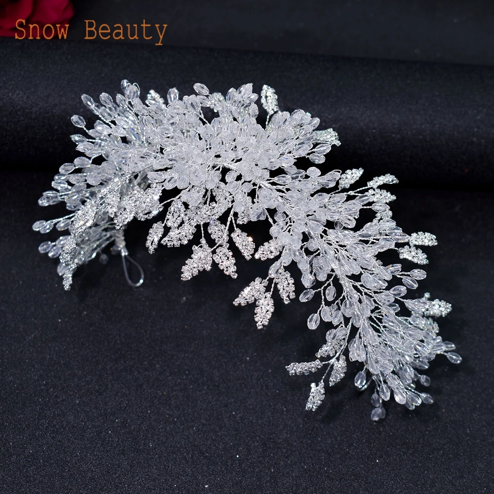 A315 Silver Wedding Hair Accessories Full Crystal Hair Jewelry Headpiece Handmade Bridal Tiara Vintage Bride Headband Headwear