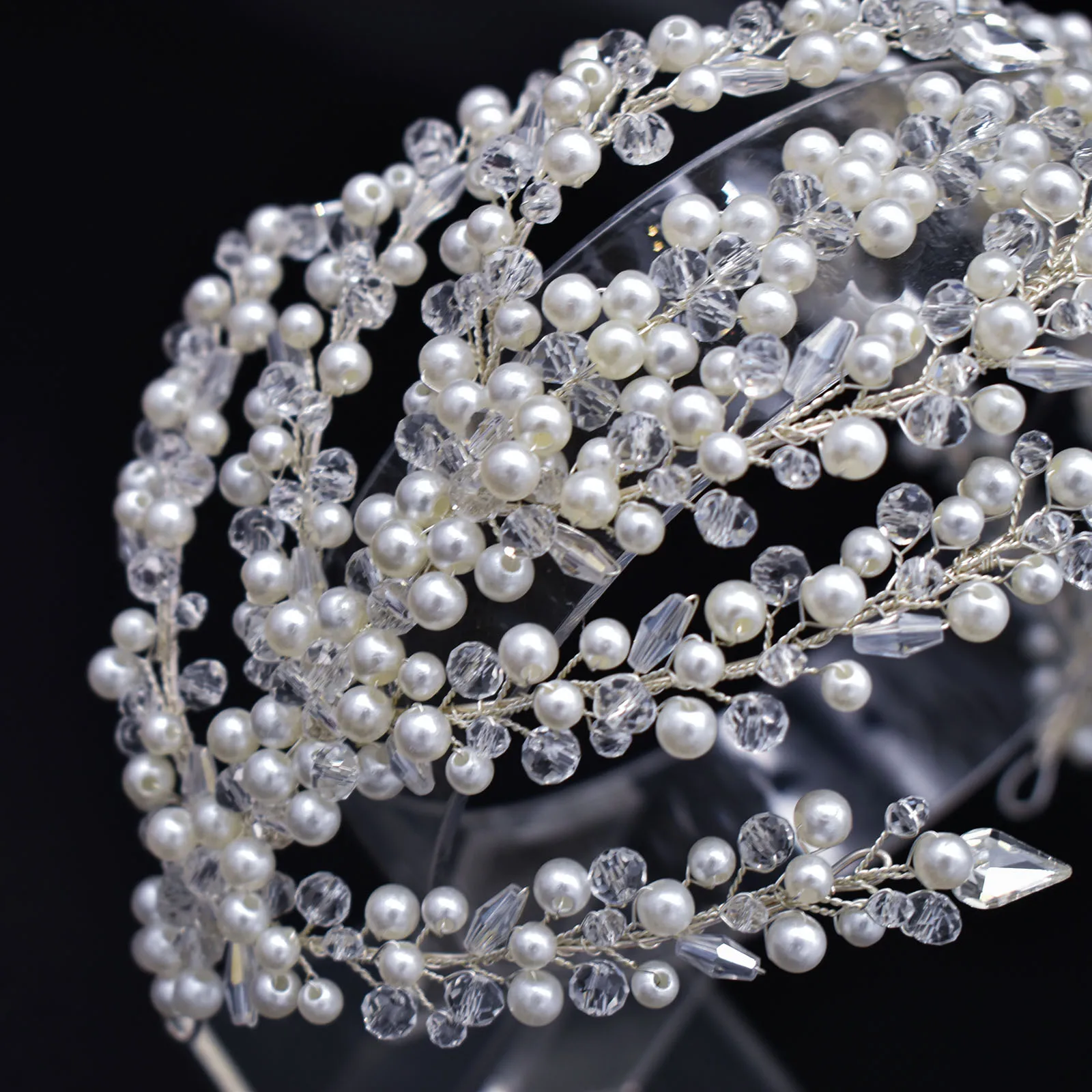 A315 Silver Wedding Hair Accessories Full Crystal Hair Jewelry Headpiece Handmade Bridal Tiara Vintage Bride Headband Headwear