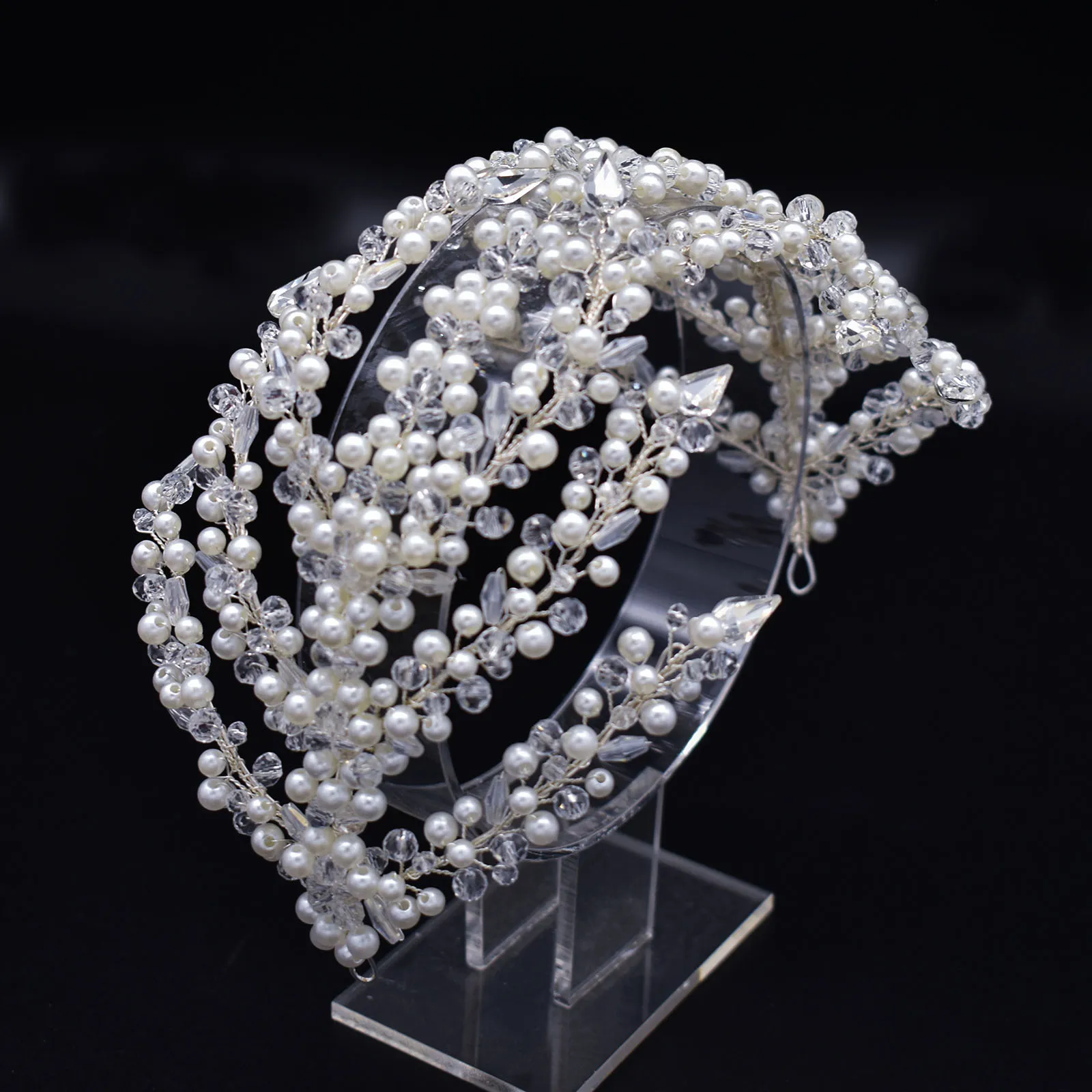 A315 Silver Wedding Hair Accessories Full Crystal Hair Jewelry Headpiece Handmade Bridal Tiara Vintage Bride Headband Headwear