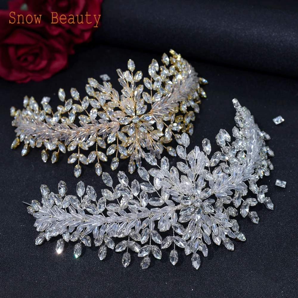 A315 Silver Wedding Hair Accessories Full Crystal Hair Jewelry Headpiece Handmade Bridal Tiara Vintage Bride Headband Headwear