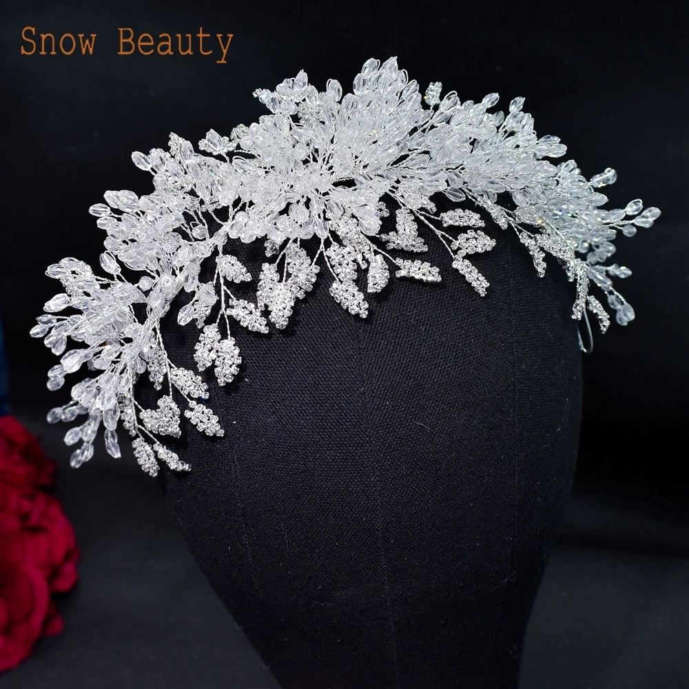 A315 Silver Wedding Hair Accessories Full Crystal Hair Jewelry Headpiece Handmade Bridal Tiara Vintage Bride Headband Headwear