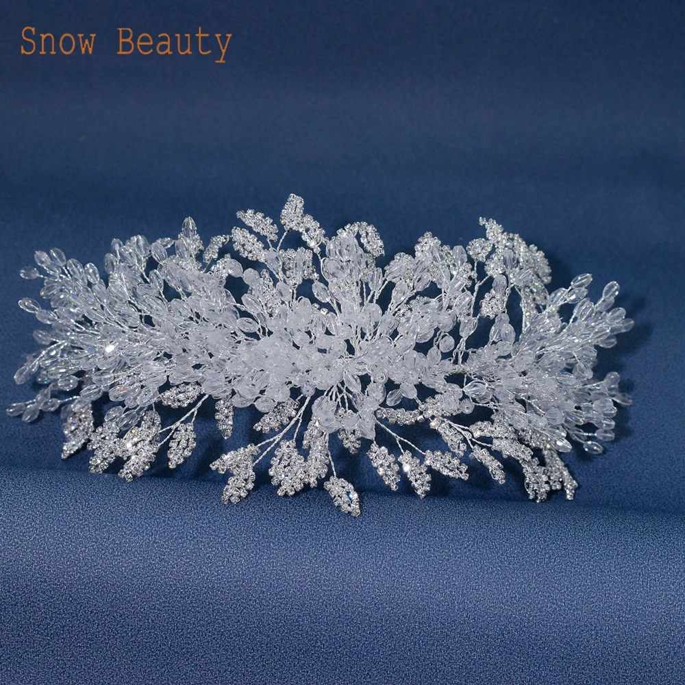 A315 Silver Wedding Hair Accessories Full Crystal Hair Jewelry Headpiece Handmade Bridal Tiara Vintage Bride Headband Headwear