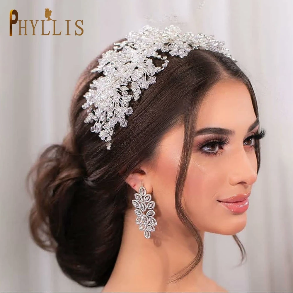 A315 Silver Wedding Hair Accessories Full Crystal Hair Jewelry Headpiece Handmade Bridal Tiara Vintage Bride Headband Headwear