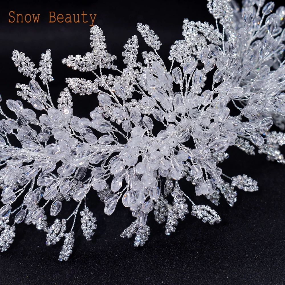 A315 Silver Wedding Hair Accessories Full Crystal Hair Jewelry Headpiece Handmade Bridal Tiara Vintage Bride Headband Headwear