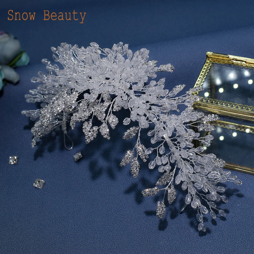 A315 Silver Wedding Hair Accessories Full Crystal Hair Jewelry Headpiece Handmade Bridal Tiara Vintage Bride Headband Headwear