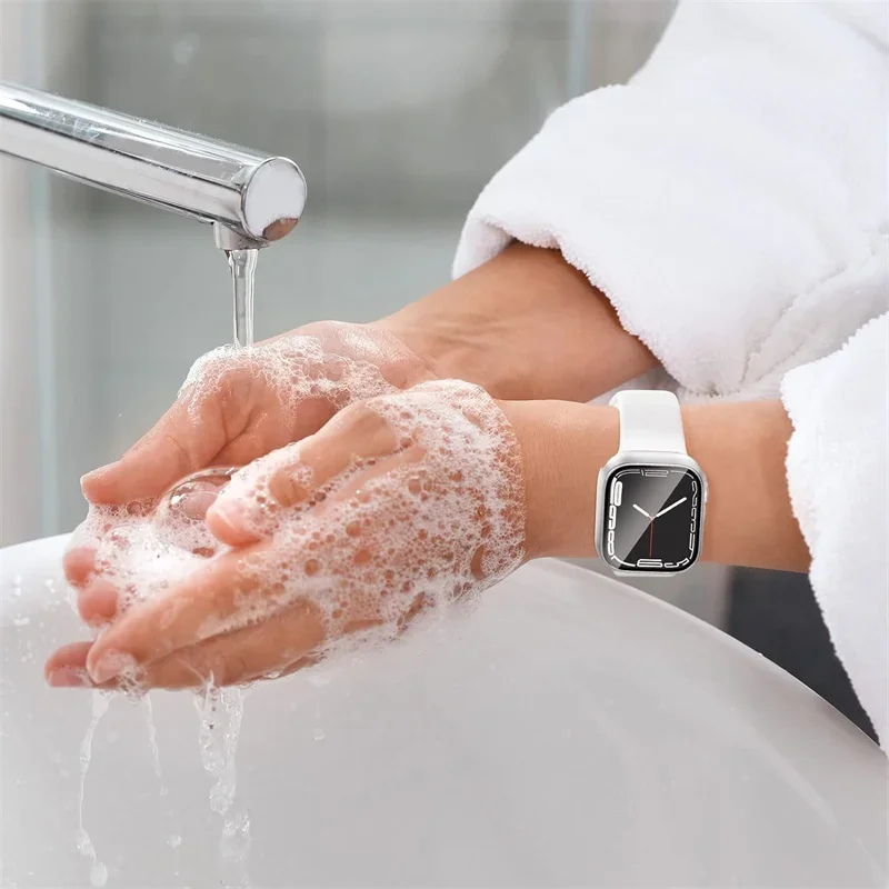 Glass+Cover For Apple Watch case 9 8 7 6 SE 5 iWatch Accessorie Screen Protector Apple watch serie 44mm 40mm 41mm 45mm 42mm 38mm