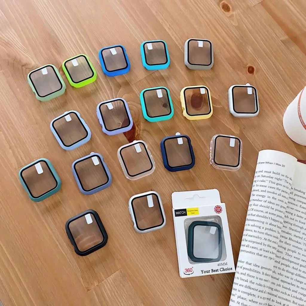 Glass+Cover For Apple Watch case 9 8 7 6 SE 5 iWatch Accessorie Screen Protector Apple watch serie 44mm 40mm 41mm 45mm 42mm 38mm