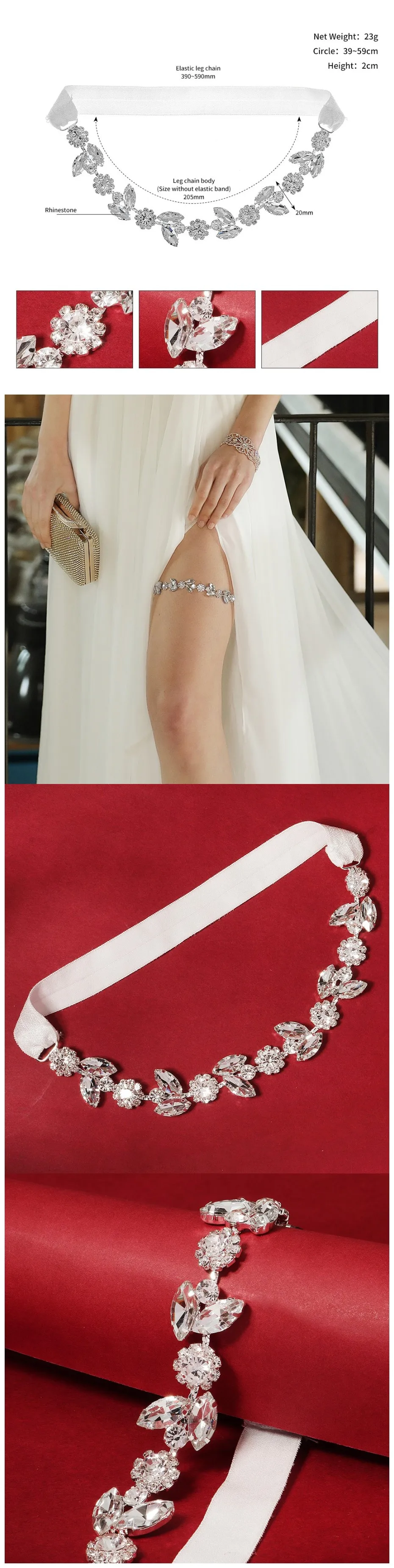 Efily Rhinestone Wedding Garter Belt Bride Accessories for Women Crystal Bridal Lace Garter Leg Ring Loop Party Bridesmaid Gift