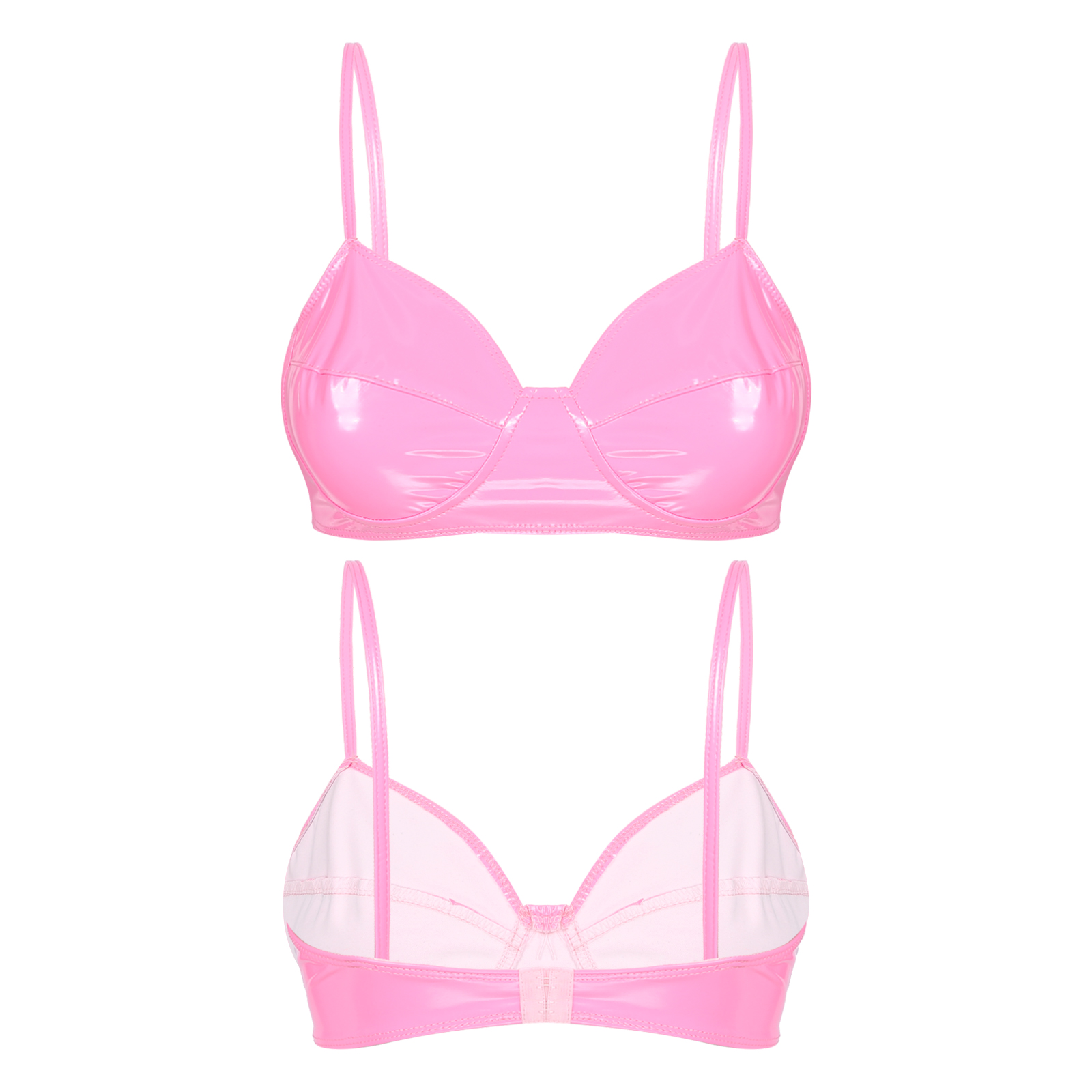 Womens Sexy Belly Dancing Clubwear Wetlook Glossy Patent Leather Bra Top Lingerie Nightclub Rave Outfit Pole Dance Bra Brassiere