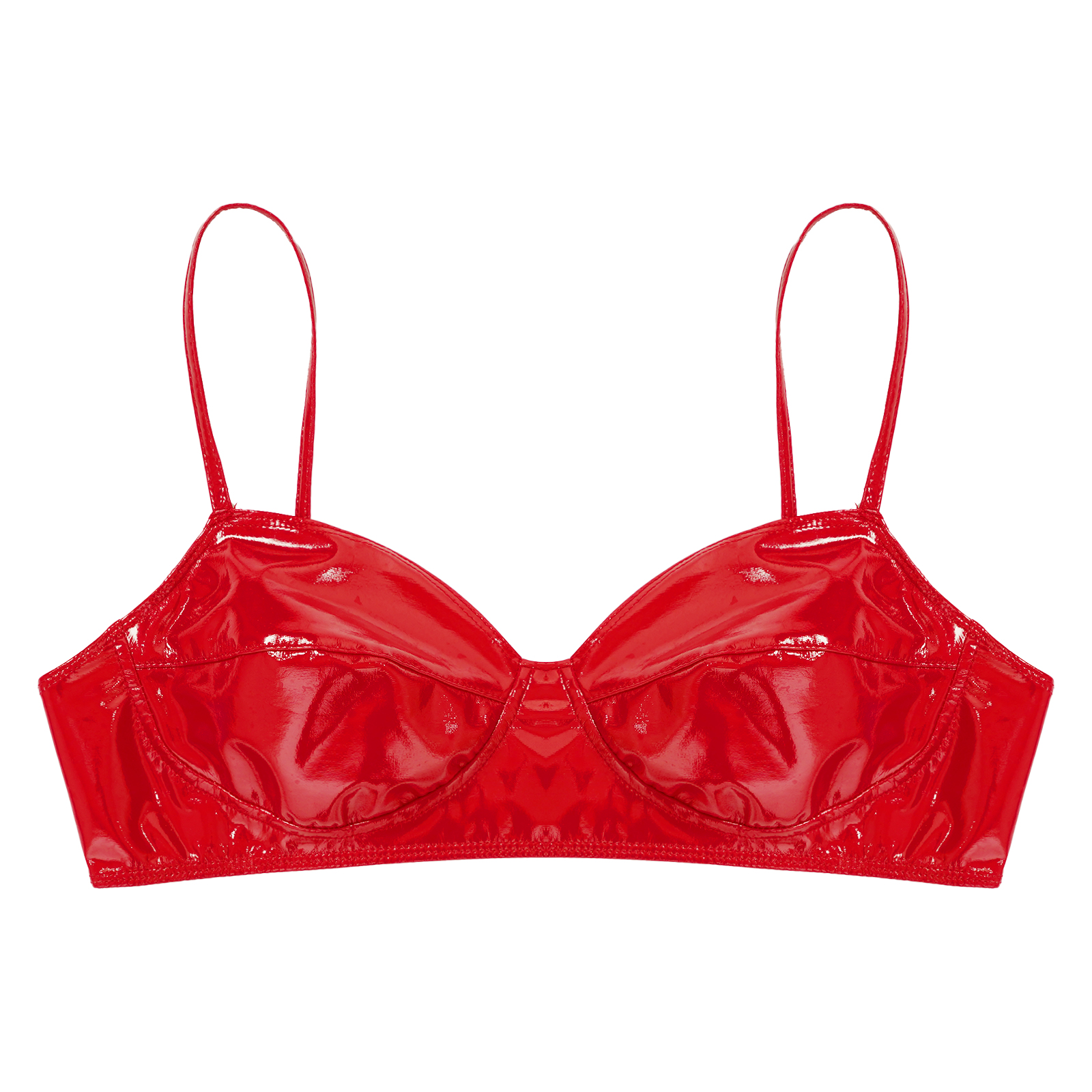 Womens Sexy Belly Dancing Clubwear Wetlook Glossy Patent Leather Bra Top Lingerie Nightclub Rave Outfit Pole Dance Bra Brassiere