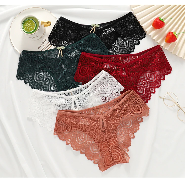 CINOON New Panties Women Lace Underwear Sexy Low-Waist Briefs Hollow Out G String Underpant Solid Transparent Female Lingerie